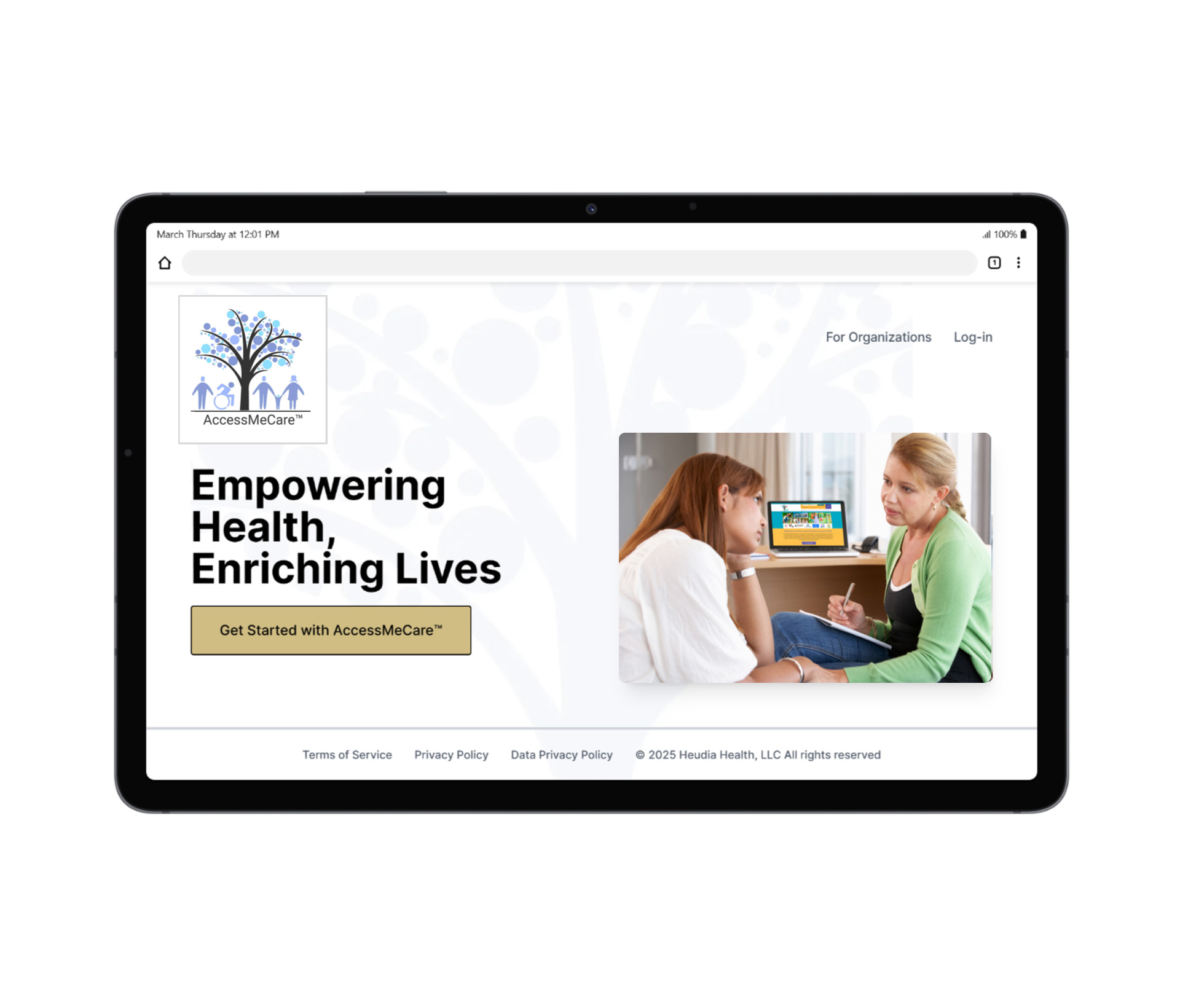 AccessMeCare Insights product screenshot — A shareable care coordination solution that streamlines how organizations capture data, engage clients, and de